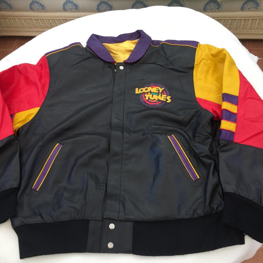 PRE OWNED LOONEY TUNES LEATHER REVERSIBLE JACKET